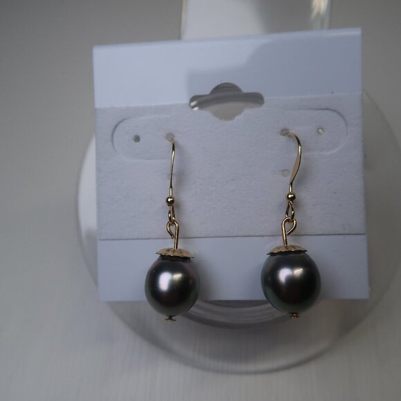 Gold Filled Tahitian Pearl Earrings - Picture 6 of 6